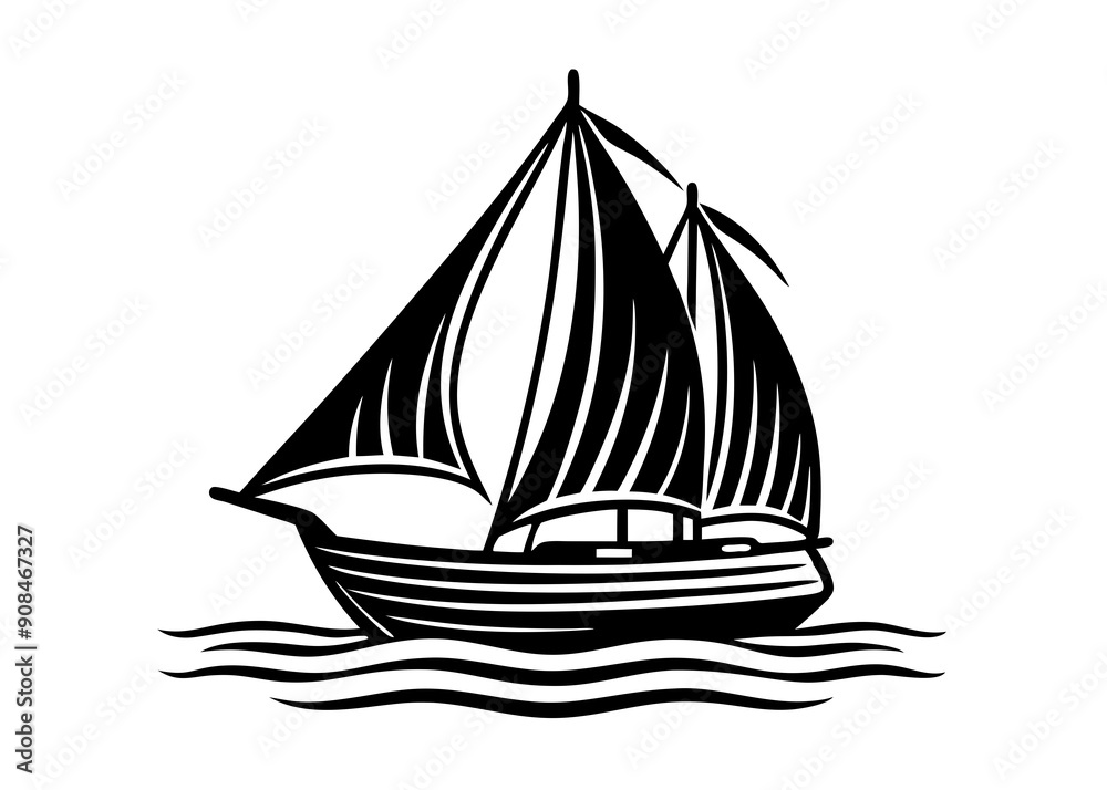 Sailboat Silhouette on a Calm Horizon: Classic and Modern Nautical Art Styles Sailboat Silhouette on a Calm Horizon: Classic and Modern Nautical Art Styles