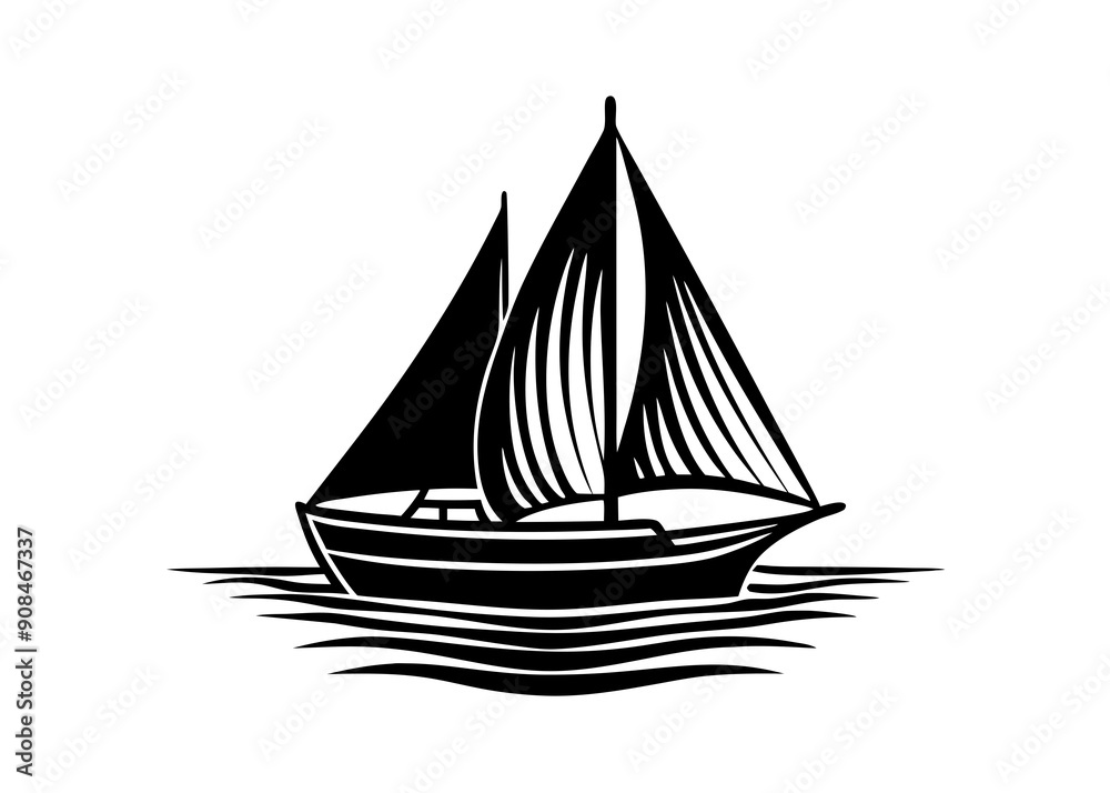 Sailboat Silhouette on a Calm Horizon: Classic and Modern Nautical Art Styles Sailboat Silhouette on a Calm Horizon: Classic and Modern Nautical Art Styles