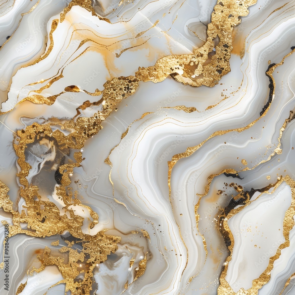 Abstract Gold and White Swirls Abstract Gold and White Swirls