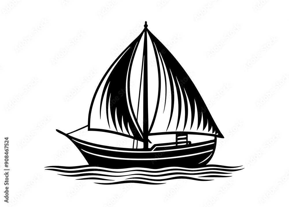 Sailboat Silhouette on a Calm Horizon: Classic and Modern Nautical Art Styles Sailboat Silhouette on a Calm Horizon: Classic and Modern Nautical Art Styles