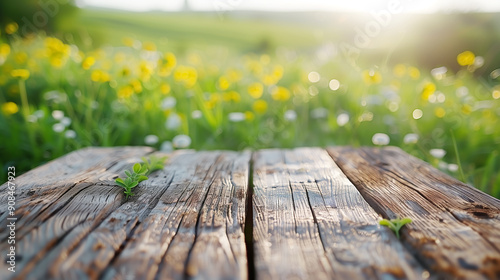 Wooden stage and grassland.