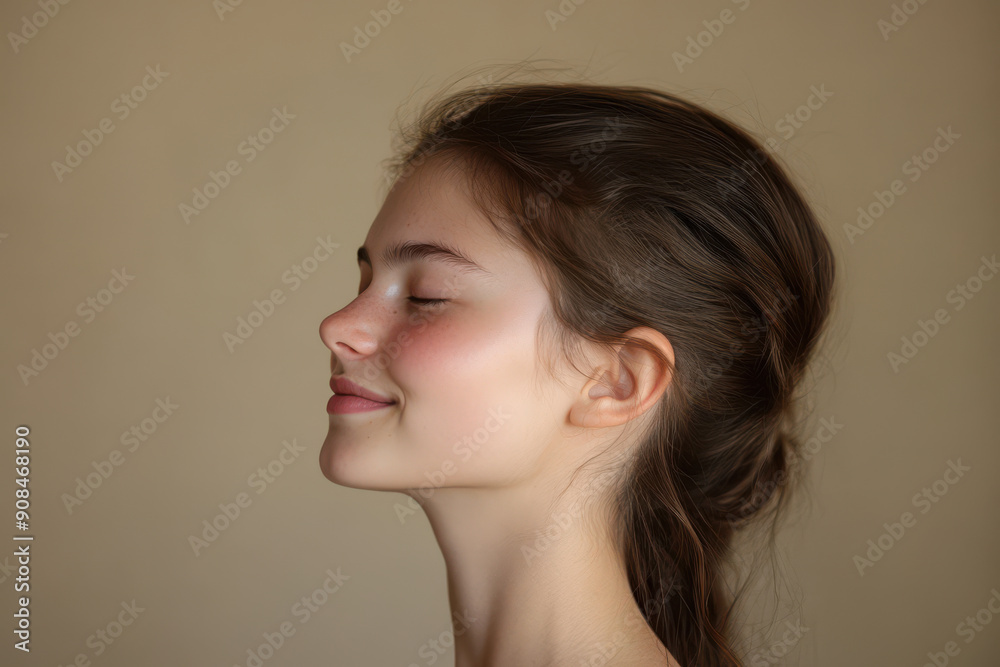 A close up of a girl's face with her eyes closed A close up of a girl's face with her eyes closed