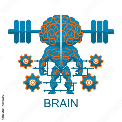 The brain has heavy problems.Concept of stress and mental health. Vector illustration in flat style.