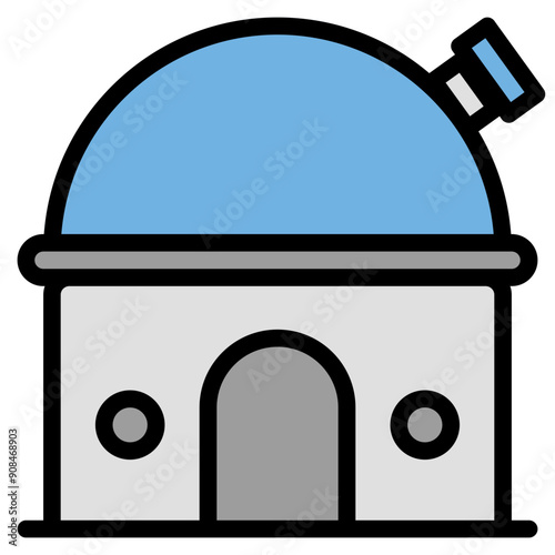Observatory Icon in Filled Line Style