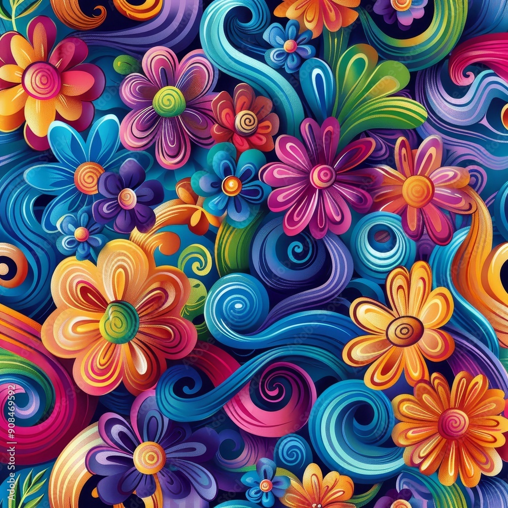 Vibrant Floral Swirl Pattern Vibrant Floral Swirl Pattern