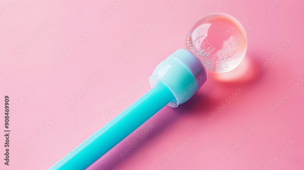 A pregnancy test stick showing a positive result with a pink and blue pacifier A pregnancy test stick showing a positive result with a pink and blue pacifier