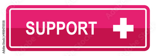 Support with Add Plus Icon Help Desk HD Customer Service Web Button Sign Symbol Vector Illustration