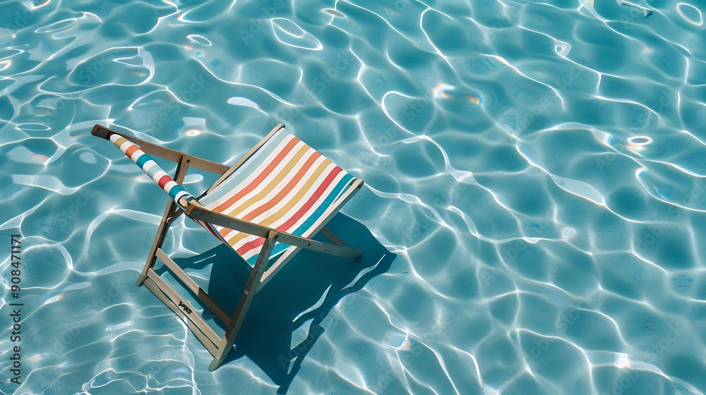 a small decorative deck chair at a swimming pool