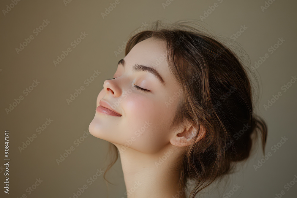 A close up of a girl's face with her eyes closed A close up of a girl's face with her eyes closed