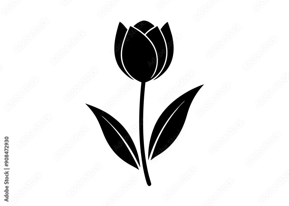 Beautiful Tulip Single Flower and Garden Silhouettes for Art and Illustration Beautiful Tulip Single Flower and Garden Silhouettes for Art and Illustration