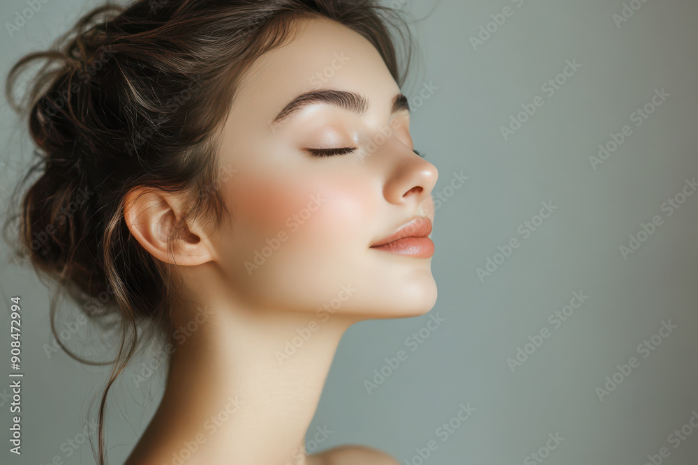 A close up of a girl's face with her eyes closed A close up of a girl's face with her eyes closed