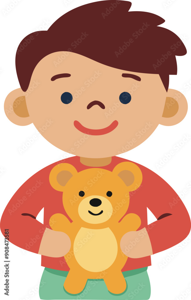 A joyful child happily embraces a teddy bear, radiating innocence and delight during playtime at home. A joyful child happily embraces a teddy bear, radiating innocence and delight during playtime at home.