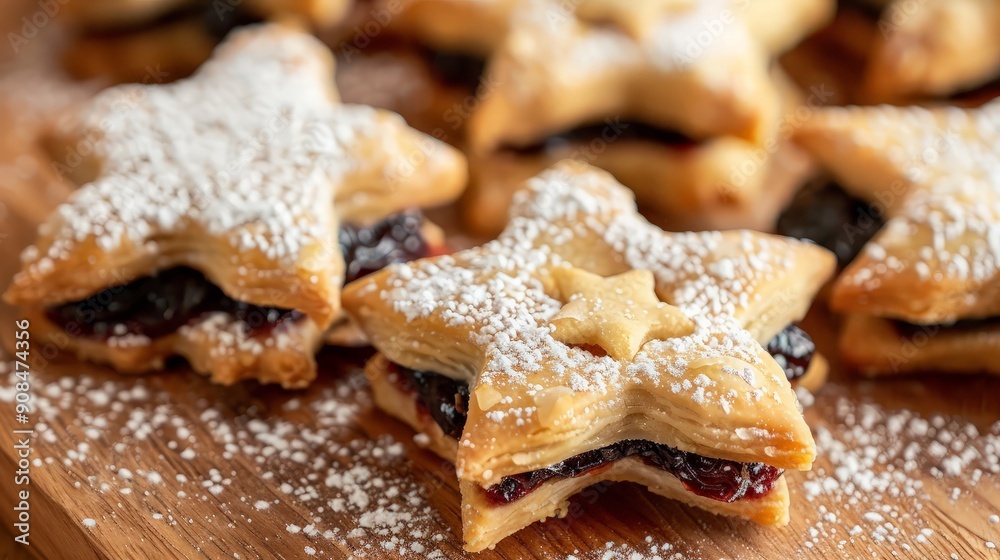 Star-Shaped Cookies with Jam Filling and Powdered Sugar Star-Shaped Cookies with Jam Filling and Powdered Sugar