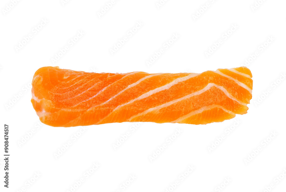 Sliced salmon isolated on white background.