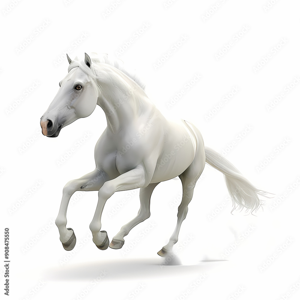 3D horse in white background vector image
