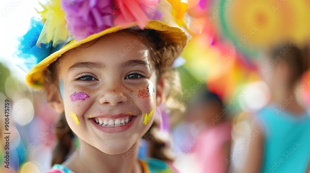 Joyful Children with Face Paint Embracing Fun at Vibrant Fair - Celebrating Festivities with Smiles and Colorful Excitement Joyful Children with Face Paint Embracing Fun at Vibrant Fair - Celebrating Festivities with Smiles and Colorful Excitement