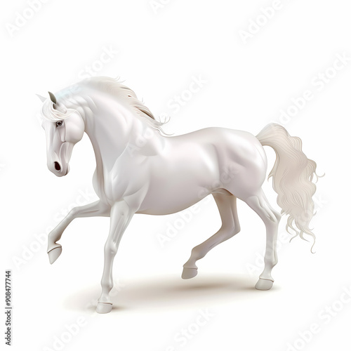 3D horse in white background vector image