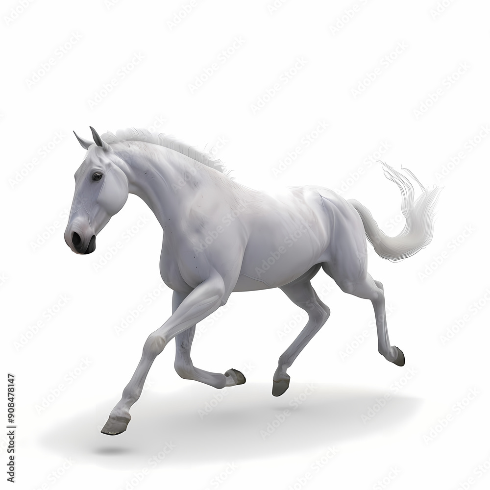 3D horse in white background vector image