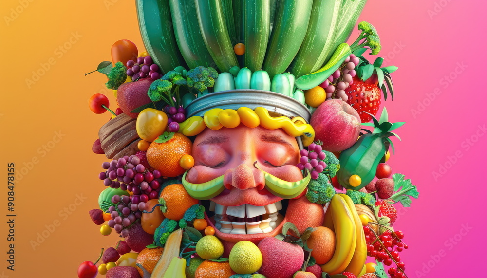 Smiling Face Made of Fruit and Vegetables Smiling Face Made of Fruit and Vegetables