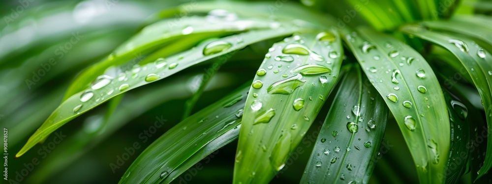leaves dotted with water droplets, backdrop softly blurred leaves dotted with water droplets, backdrop softly blurred