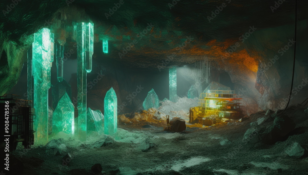 Crystal Cave with Mining Equipment Crystal Cave with Mining Equipment