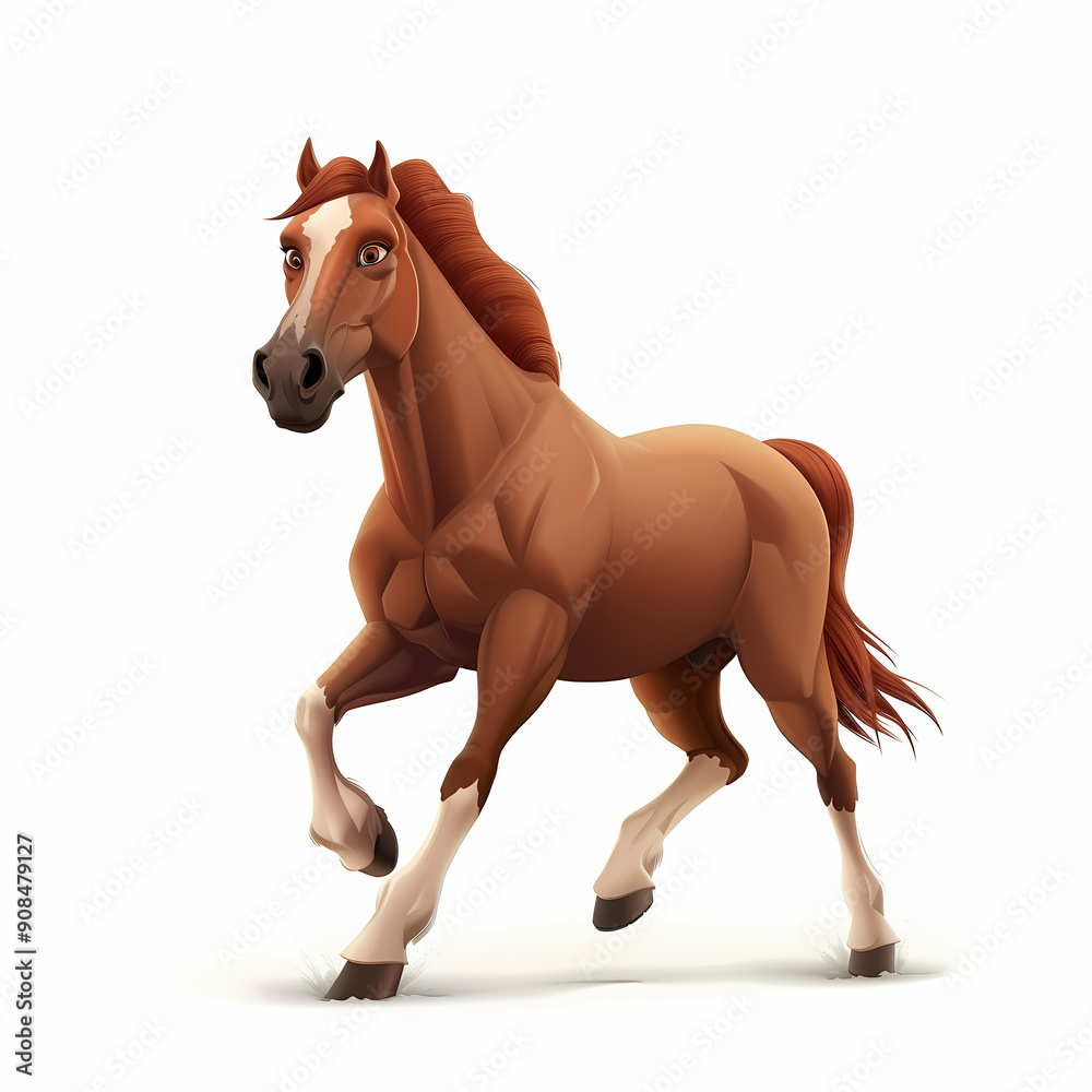 Naklejka premium 3D horse in white background vector image