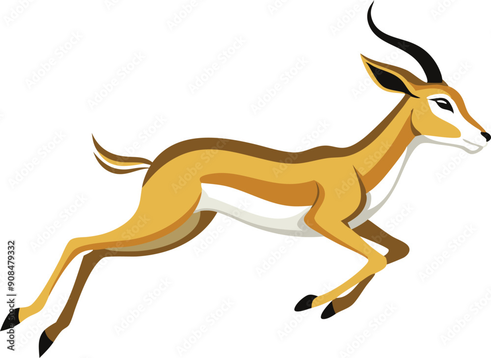 A gazelle leaps energetically with its elegant form highlighted in a clean vector design. A gazelle leaps energetically with its elegant form highlighted in a clean vector design.