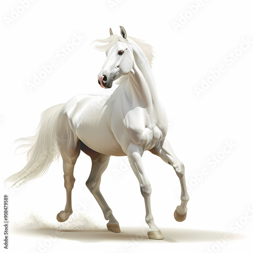3D horse in white background vector image