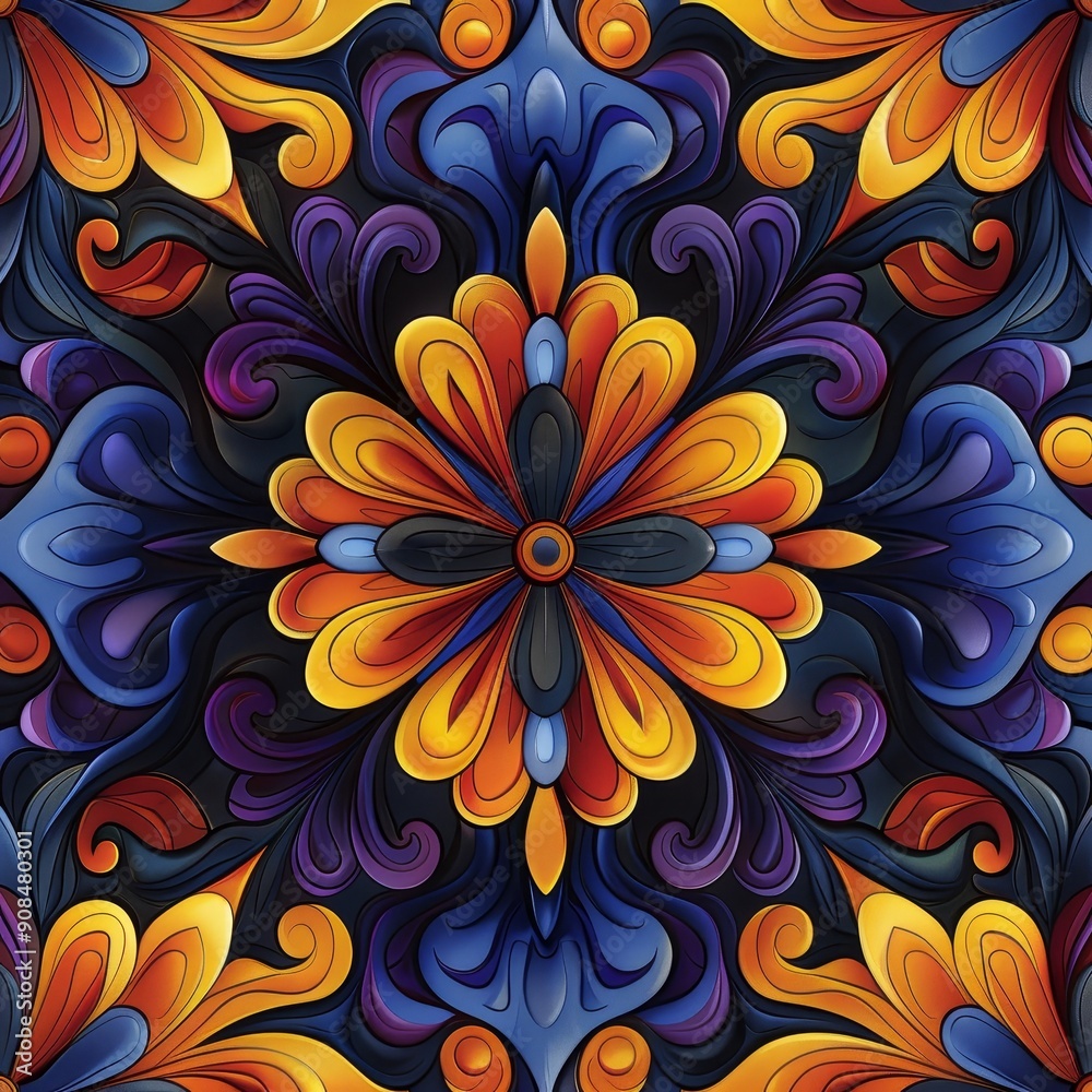 Abstract Floral Pattern in Vibrant Hues Abstract Floral Pattern in Vibrant Hues