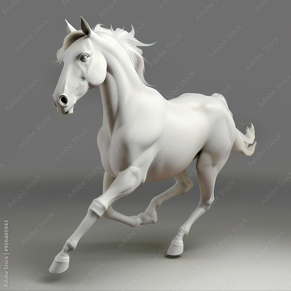 3D horse in white background vector image 3D horse in white background vector image