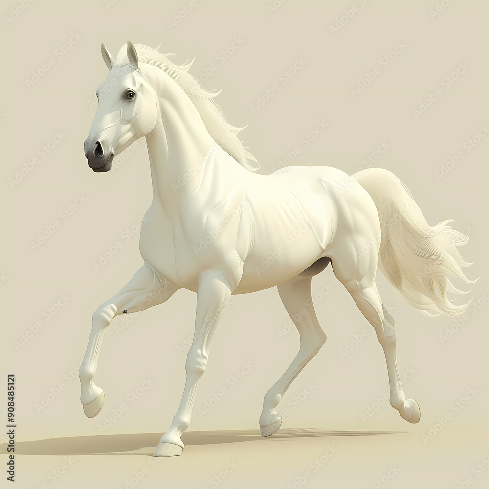 3D horse in white background vector image 3D horse in white background vector image
