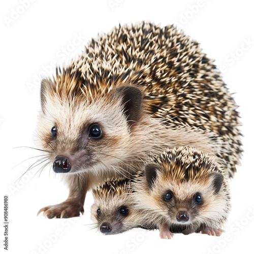 Baby and mother european hedgehogs clip art photo