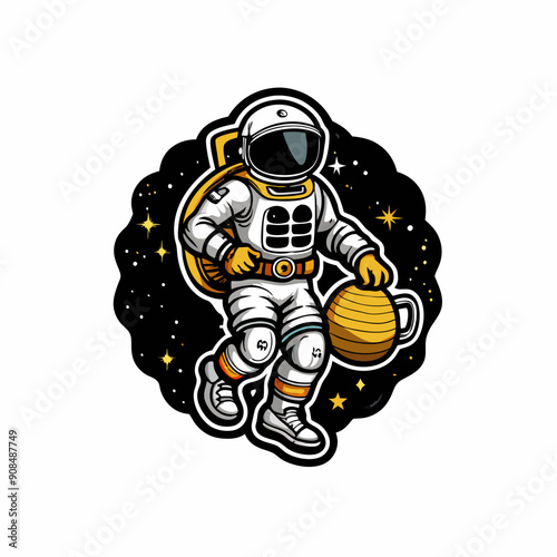 An astronaut walking on the moon, holding a large beer.