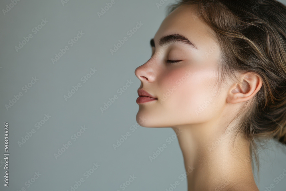 A close up of a girl's face with her eyes closed A close up of a girl's face with her eyes closed