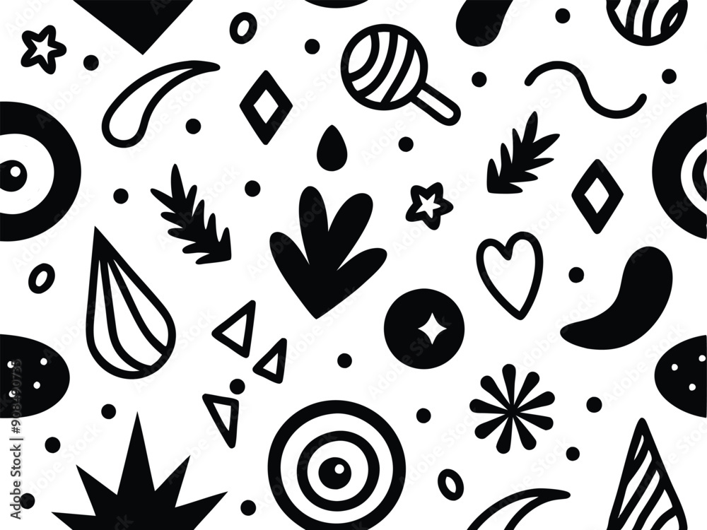 doddle seamles pattern illustration black and white doddle seamles pattern illustration black and white