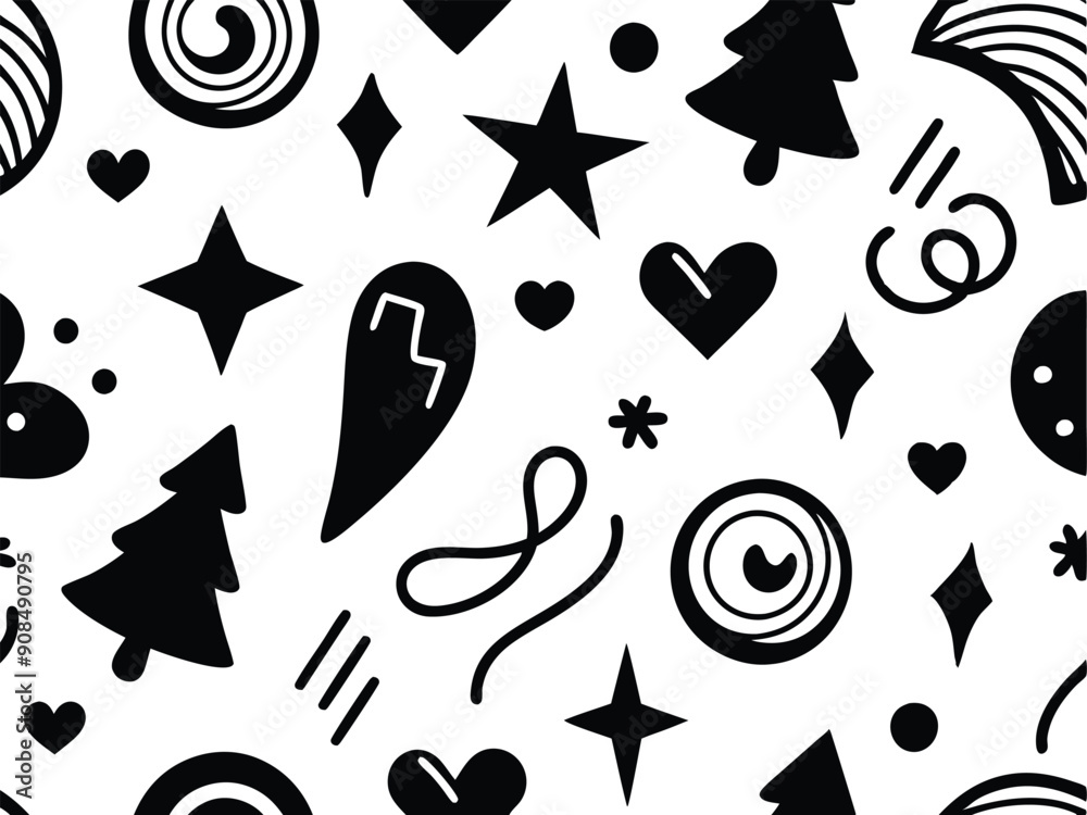 doddle seamles pattern illustration black and white doddle seamles pattern illustration black and white