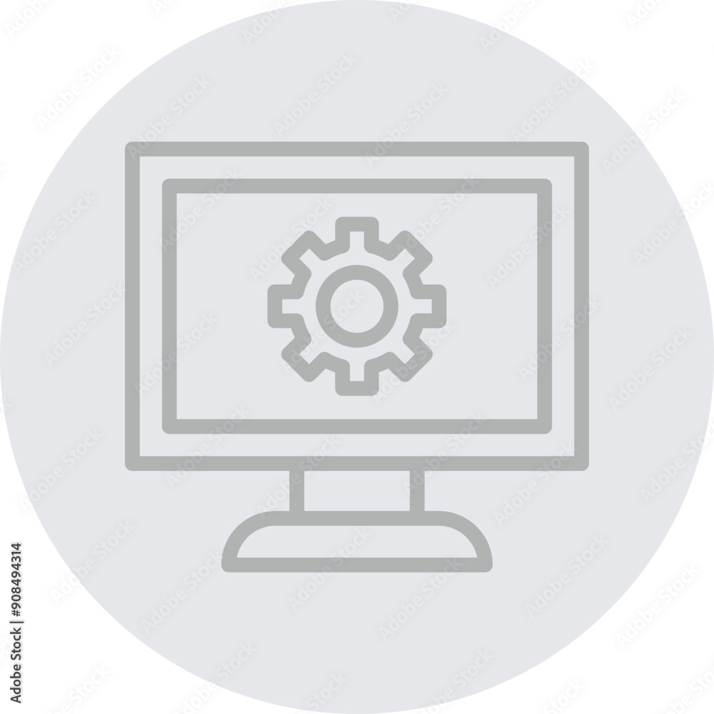 Monitor Vector Line Grey Circle Grey Monitor Vector Line Grey Circle Grey