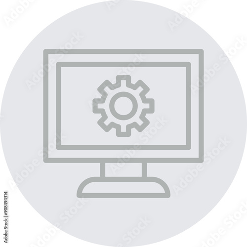 Monitor Vector Line Grey Circle Grey