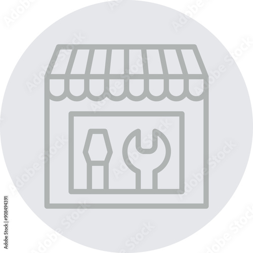 Repair Shop Vector Line Grey Circle Grey