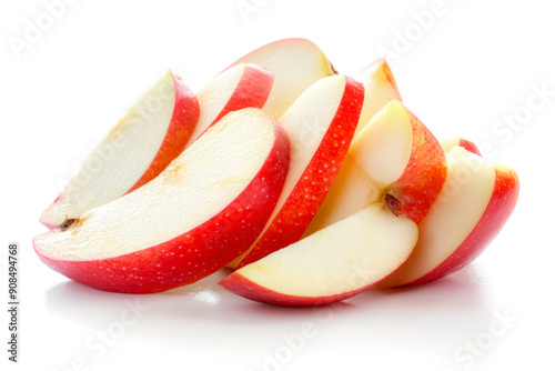 Apple Fruits Sliced ​​Into Pieces On White Background With Shadow For Design Solutions Created With Artificial Intelligence