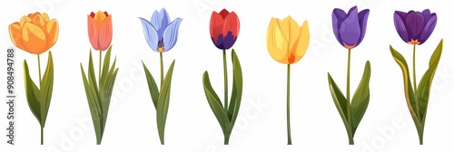 Wallpaper Mural Collection of 2D and 3D Vector Flat Abstract Minimalistic Art of Flowers and Meadow Isolated on a White Background Torontodigital.ca