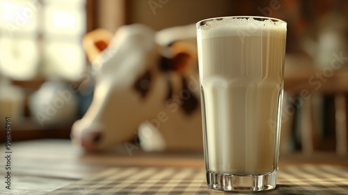 a fresh glass of milk prominently displaying a rich, creamy top layer, indicative of high quality photo