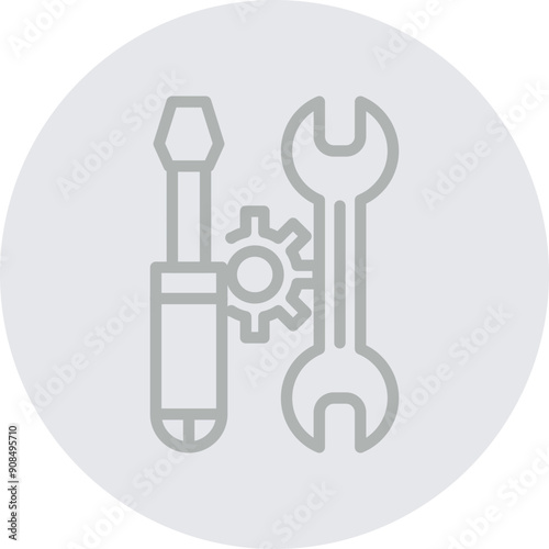 Maintenance Vector Line Grey Circle Grey
