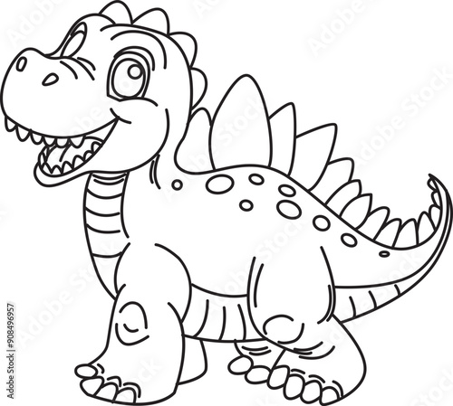 Dinosaurs cartoon, doodle line art