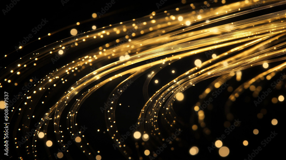 Naklejka premium Luxury Gold light bokeh on black background