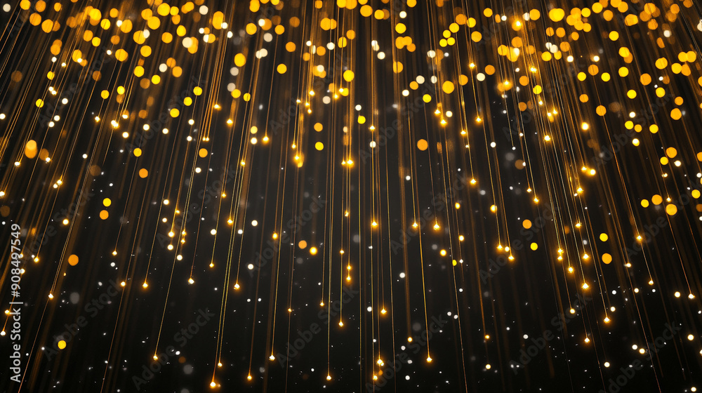 Naklejka premium Luxury Gold light bokeh on black background