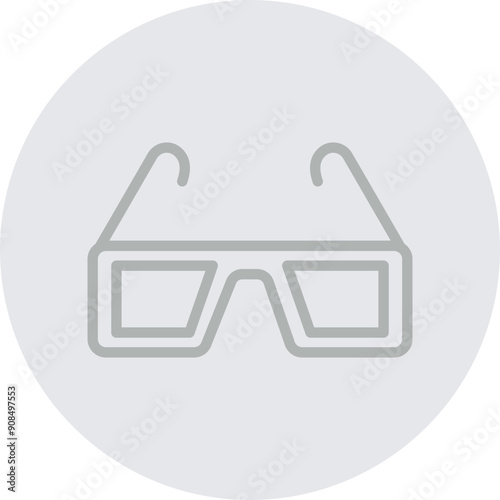 3d Glasses Vector Line Grey Circle Grey