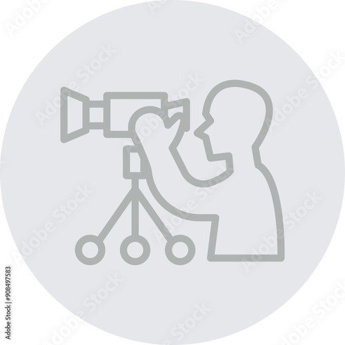 Camera Operator Vector Line Grey Circle Grey