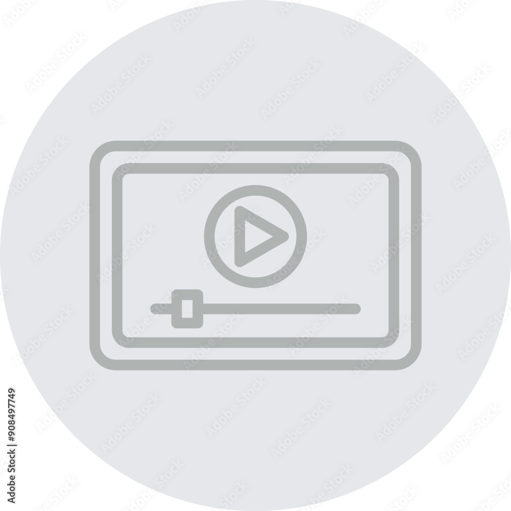Video Player Vector Line Grey Circle Grey Video Player Vector Line Grey Circle Grey