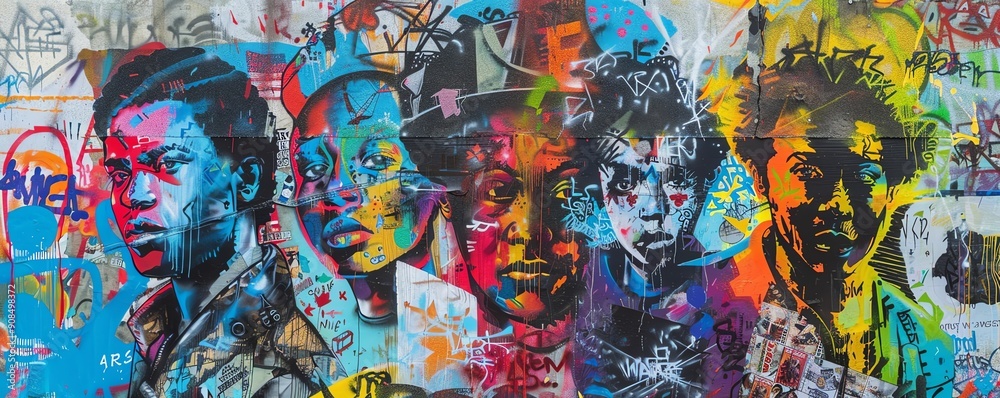 Fototapeta premium A vibrant street art mural depicting a historical protest